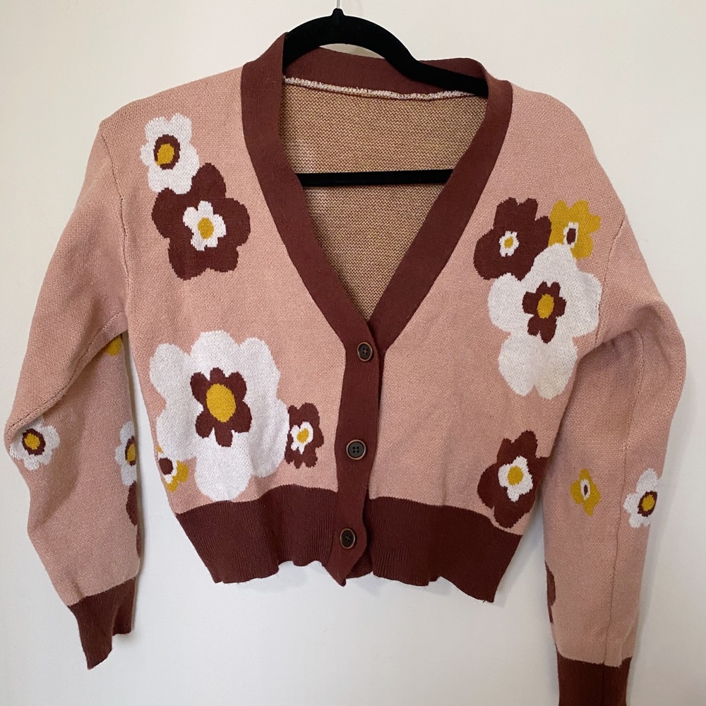 Brown floral cardigan